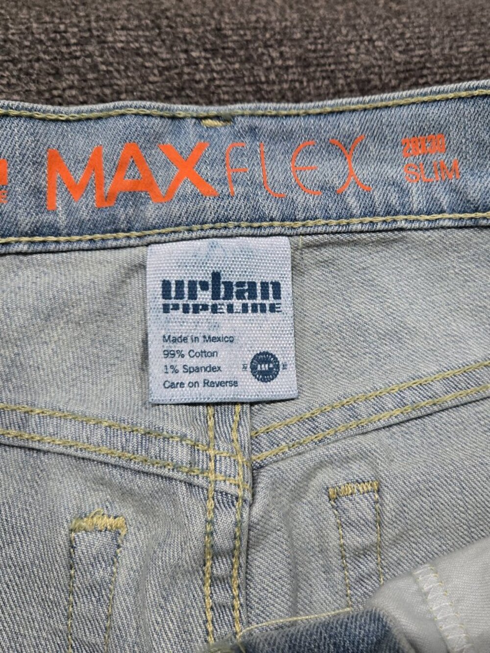 Urban Pipeline Slim Light Wash Denim Jeans Stretch 5-Pocket Button Zip Men's NEW - Picture 3 of 6